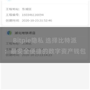 Bitpie隐私 选择比特派：最安全便捷的数字资产钱包